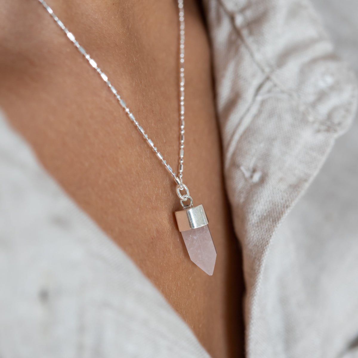 Collar Mini Cuarzo Rosado