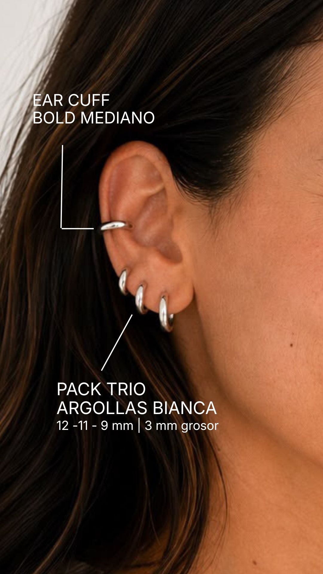 Pack Trío Argollas Bianca huggie